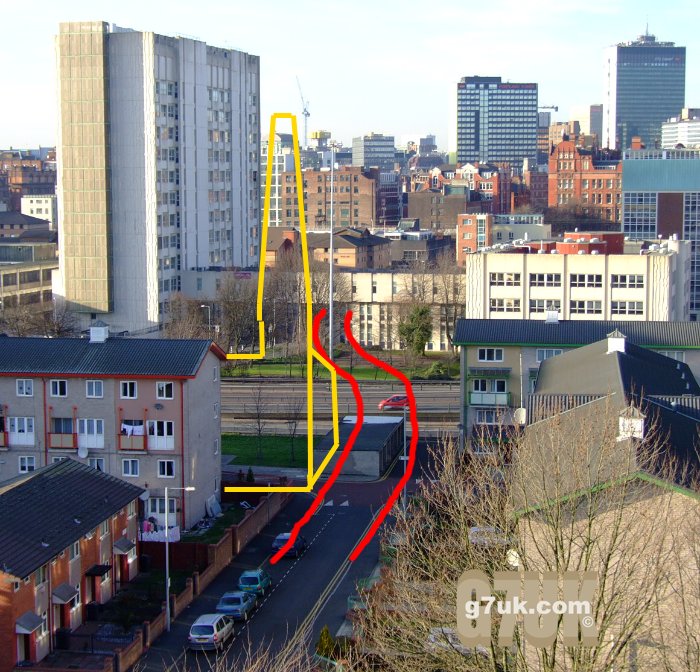 In the modern-day photo above the approximate positions of Sackville Street 