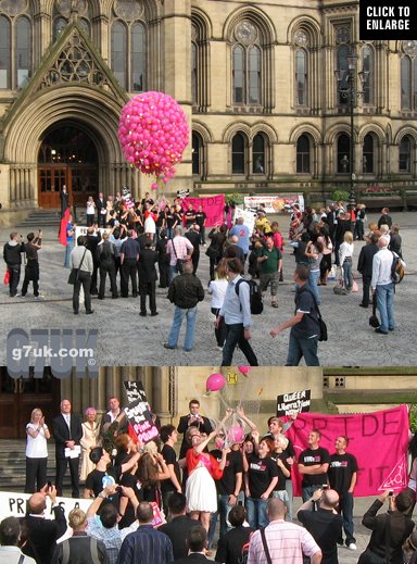 The balloon launch on the opening night of Manchester Pride 2008 was invaded by queer activists