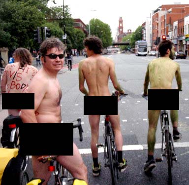 World Naked Bike Ride 2009 Manchester It's the'green man' World Naked Bike Ride 2009 Manchester It's the'green man'