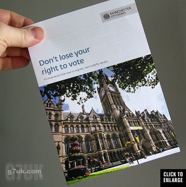 Grass appears in front of Manchester town hall in this City Council leaflet