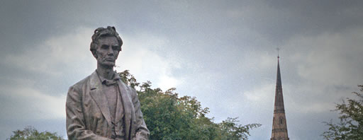 Statue of Abraham Lincoln at Platt Fields Park, early 1980s
