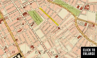 Bartholomew map from 1900 showing Higher Temple Street in yellow.