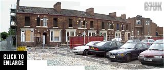A row of terraced houses stood in the grounds of the Manchester Royal Infirmary until around 2003. It was probably part of January Street. 