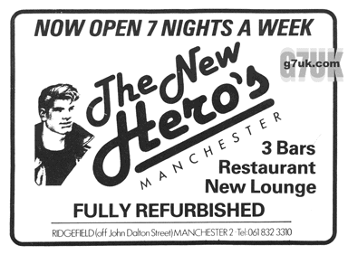 Ad for Heros gay club, Manchester 1980's
