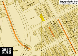 Sackville Street (Zara Street) and Temple Street area of Chorlton on Medlock. 1849 Ordnance Survey map