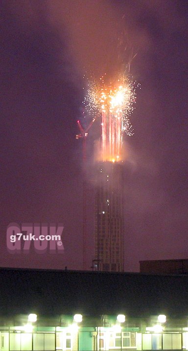 Fireworks from the top of Beetham Tower, Manchester, 26 April 2006