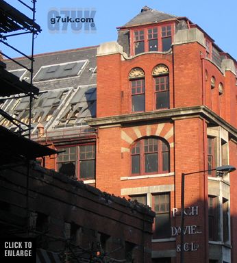 Damage to the building behind, Lever Street fire, Manchester