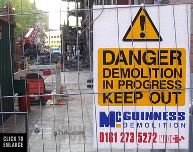 Damage to the building behind, Lever Street fire, Manchester