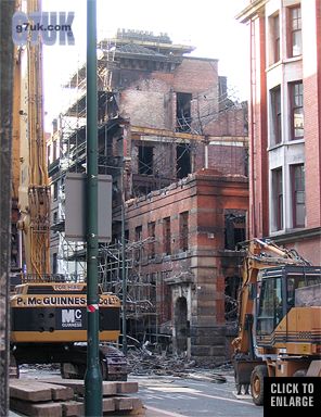 Damage to the building behind, Lever Street fire, Manchester