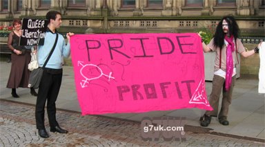 The balloon launch on the opening night of Manchester Pride 2008 was invaded by queer activists