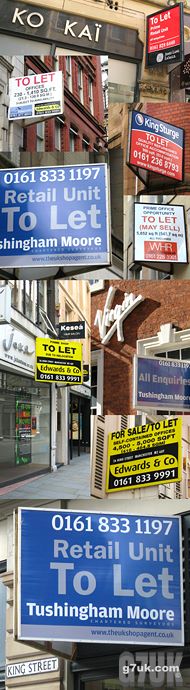 To let signs on King Street, Manchester