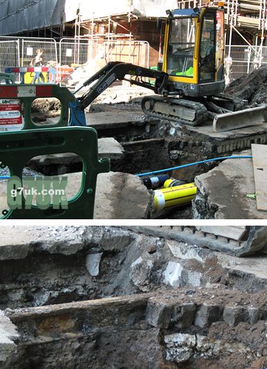 Tram tracks and cobbles on Peter Street