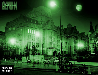 Fake night shot of the University of Manchester at Whitworth Street, on the site of St.Augustine's Chapel