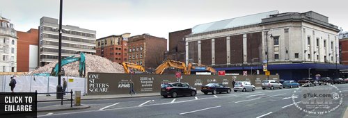 The corner of St. Peters Square and Oxford Street, Manchester, showing the former Odeon cinema