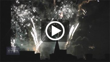 Fireworks around Manchester town hall as the city welcomes in 2013 on New Year's Eve