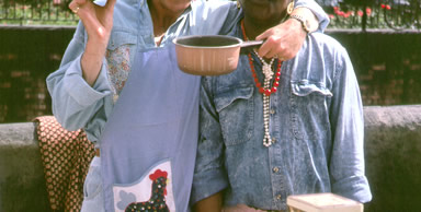 Raising money to help the fight against HIV and AIDS at a Jumble sale on Canal Street, August Bank Holiday, Manchester 1990