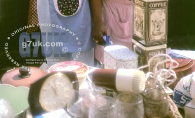 Raising money to help the fight against HIV and AIDS at a Jumble sale on Canal Street, August Bank Holiday, Manchester 1990